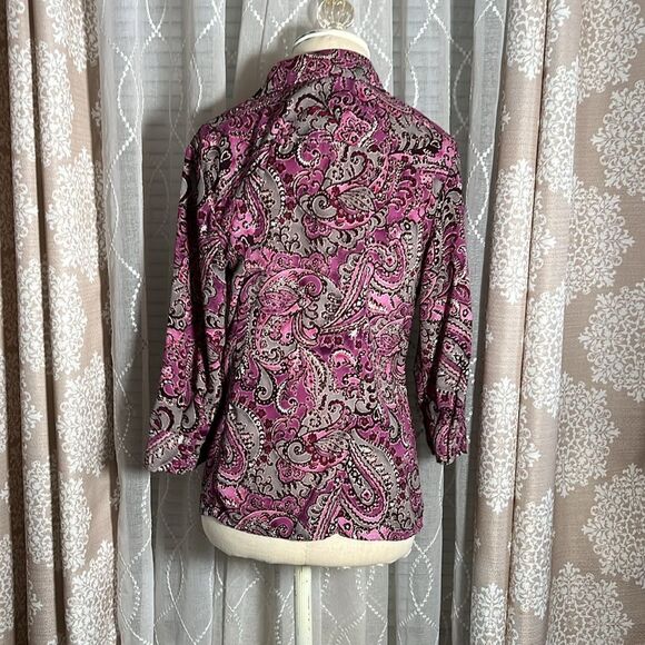 Laura Scott Petite Button-Down Top | 3/4 Sleeve | Size Medium P - Picture 4 of 7